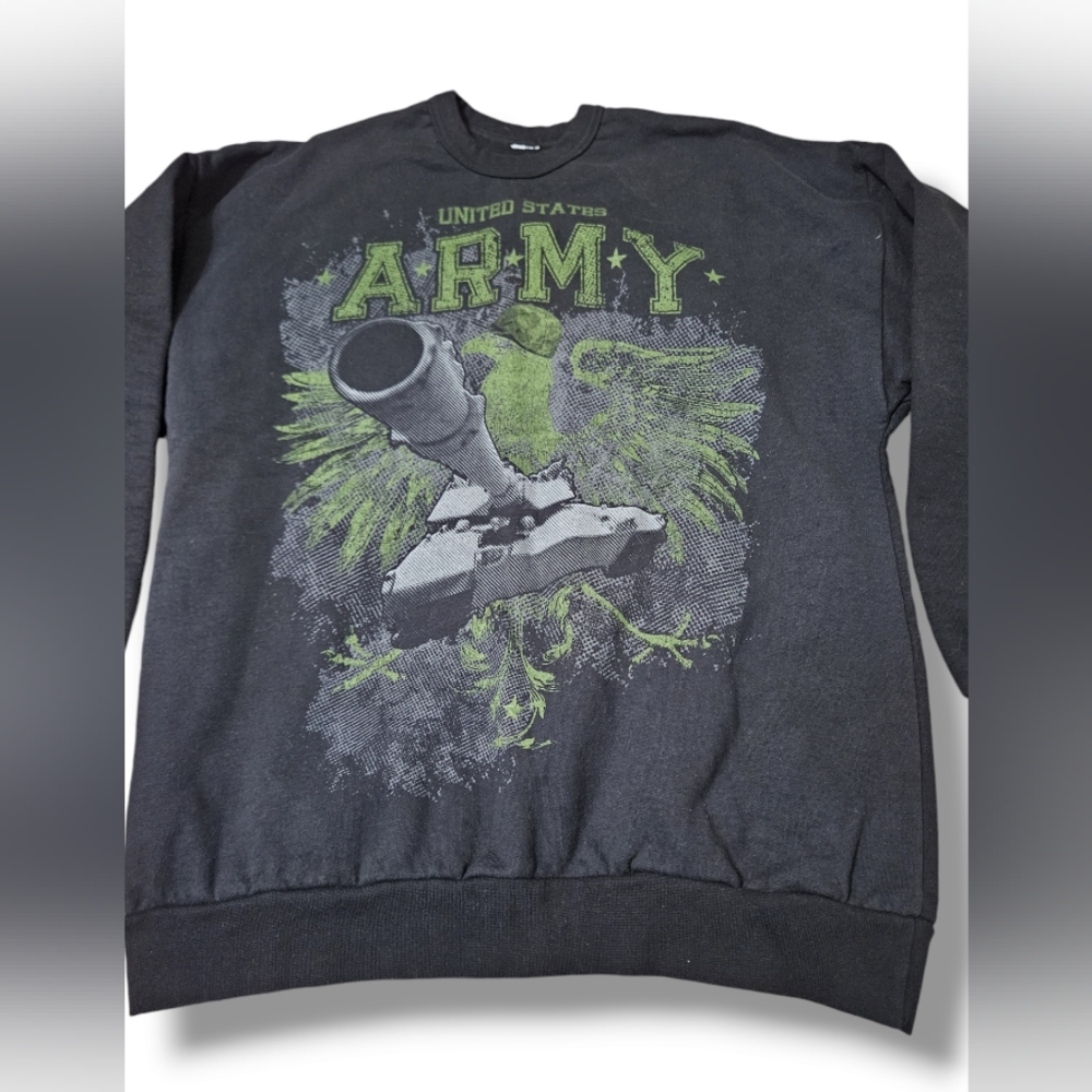 Vintage 90s Soffe United States Army Crewneck Sweater Pullover Front Graphic